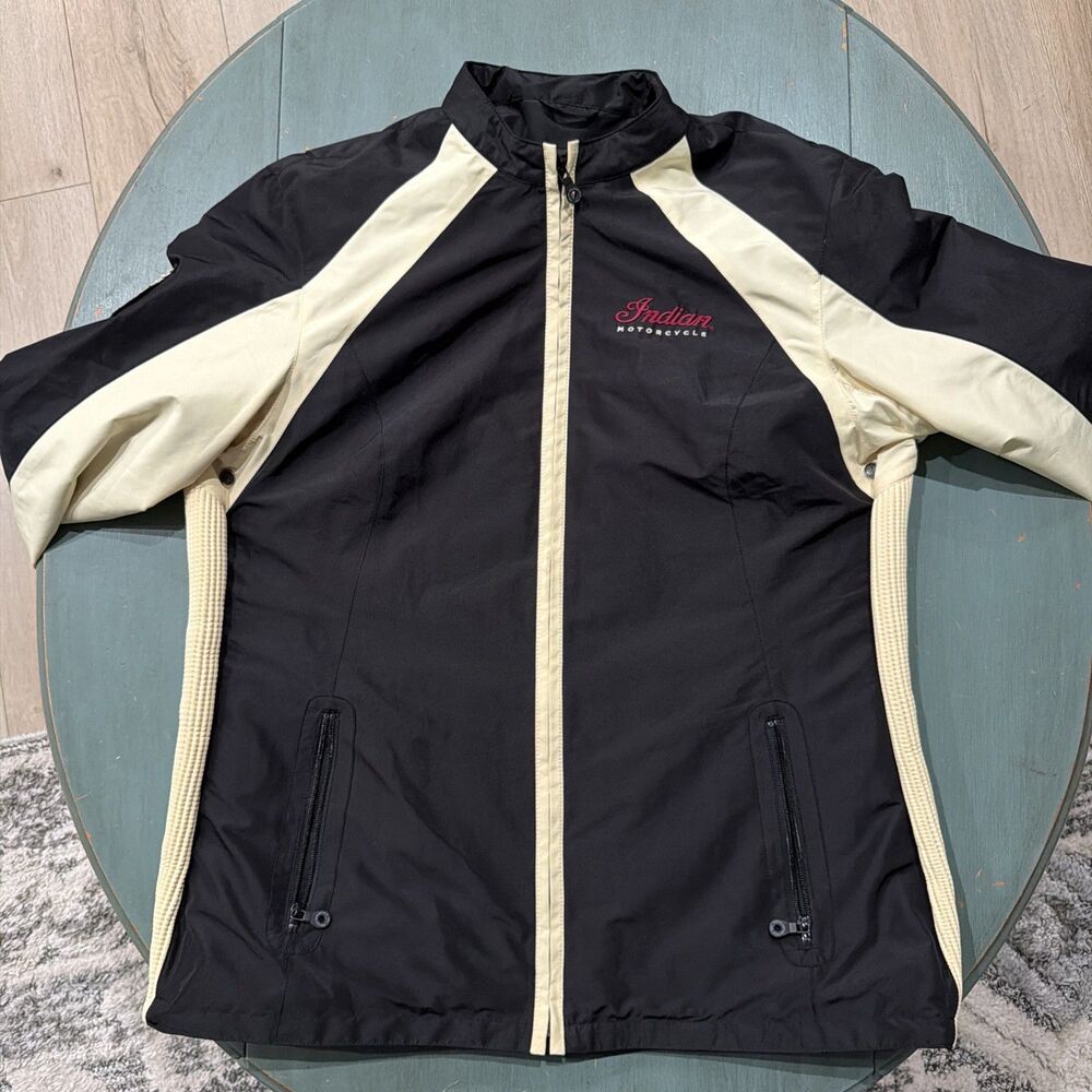 Indian Motorcycle Lightweight Two-Tone Riding Jacket Black And Cream Size 3XL
